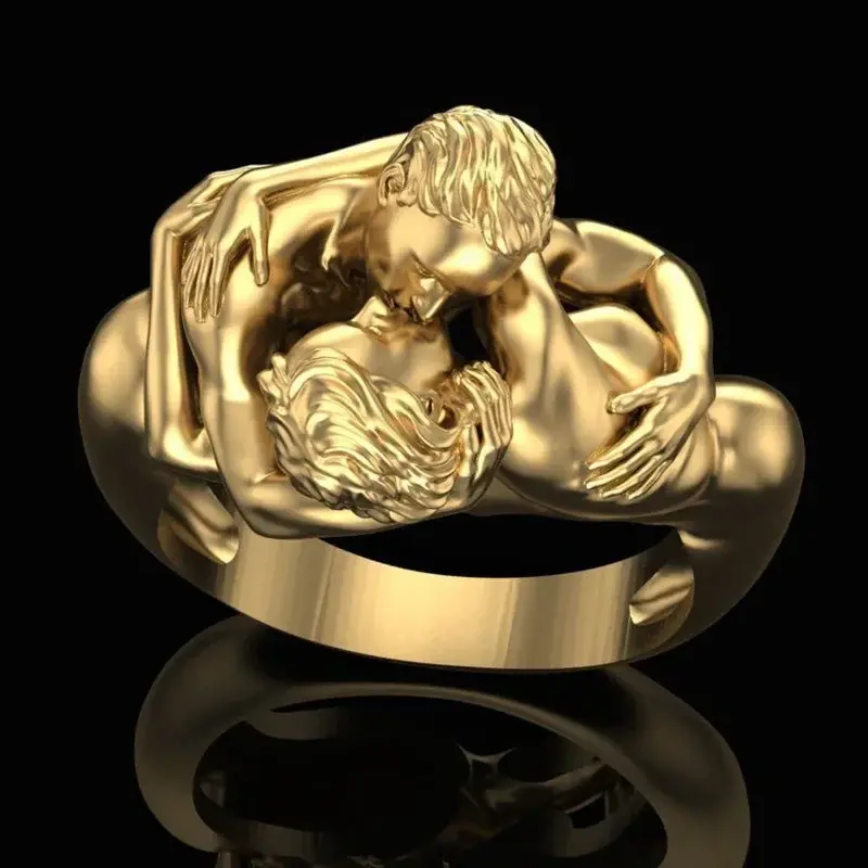 New Unique Devise Adam and Eve Rings Lover's Rings for Men Women Engagement Wedding Ring Party Jewelry Gifts Embrace Ring