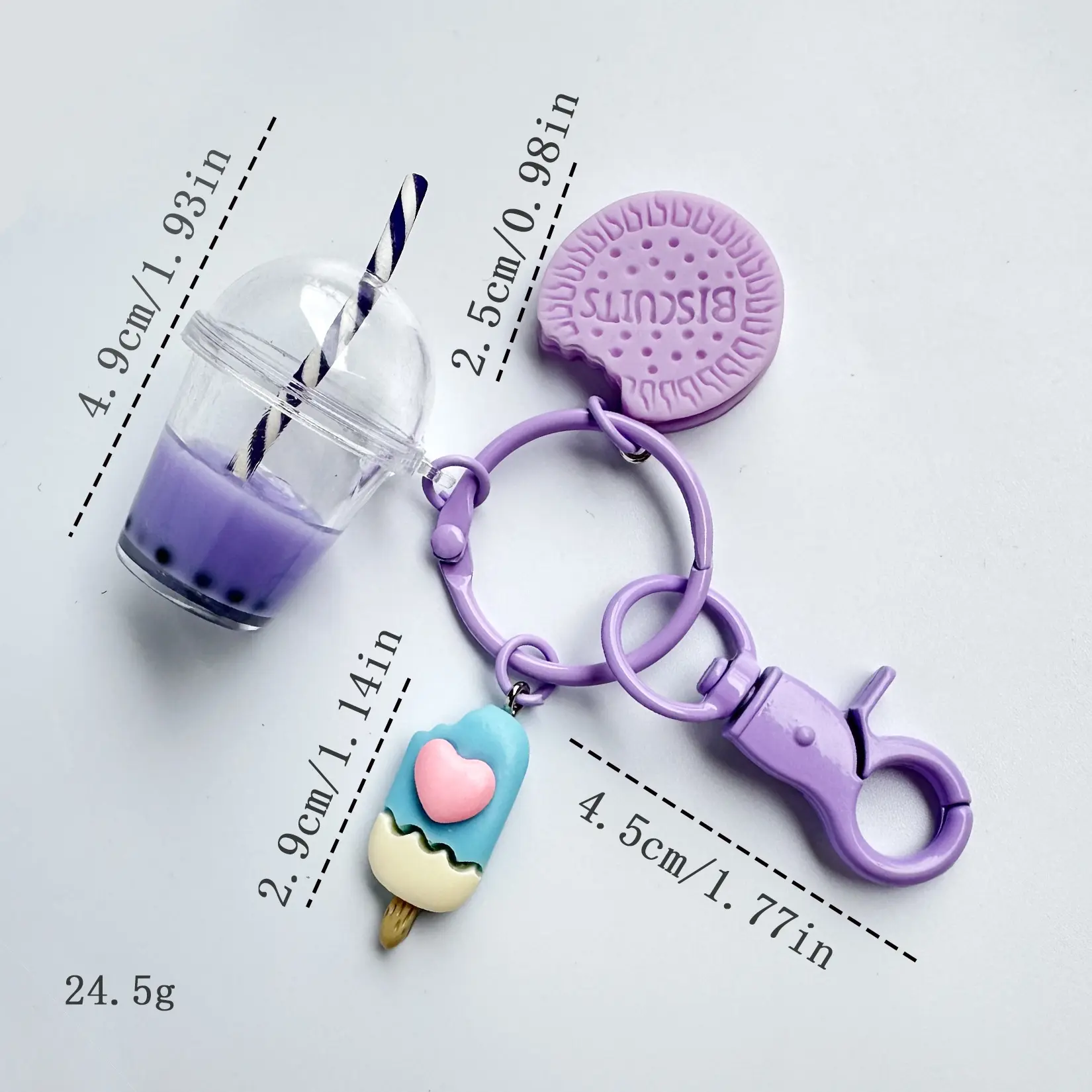 New Fashion Cute Makron Keychains Ice-cream Bubble Tea Biscuit Pink Key Rings Friendship for Best Friend Women Girl Gift Jewelry