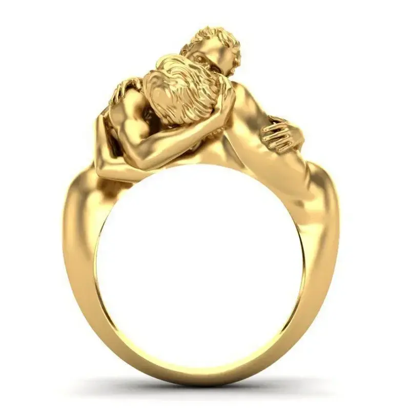 New Unique Devise Adam and Eve Rings Lover's Rings for Men Women Engagement Wedding Ring Party Jewelry Gifts Embrace Ring