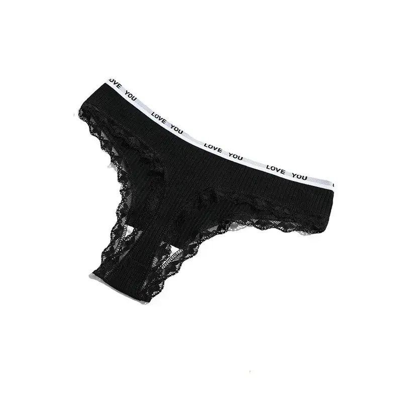 Sexy Cotton Thong Women Lace Low Waist Panties Letter Underwear Ladies Briefs Lingere Panty Underware Breathable Female Lingerie