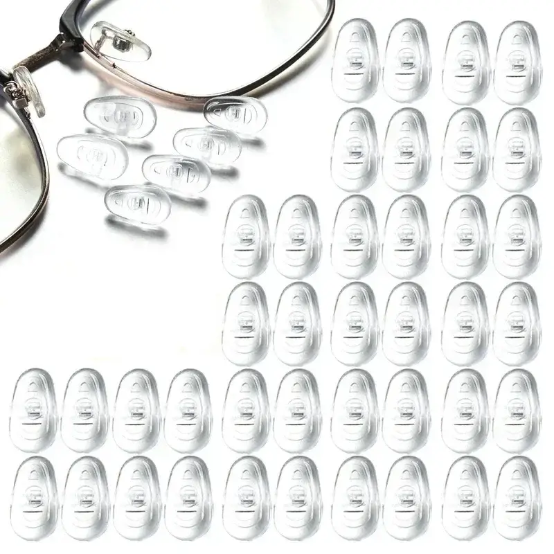 10Pairs Air Chamber Clear Oval Eyeglass Nose Bracket Silicone Nose Pads Eyewear Bracket Anti-drop Sunglasses Glasses Accessories