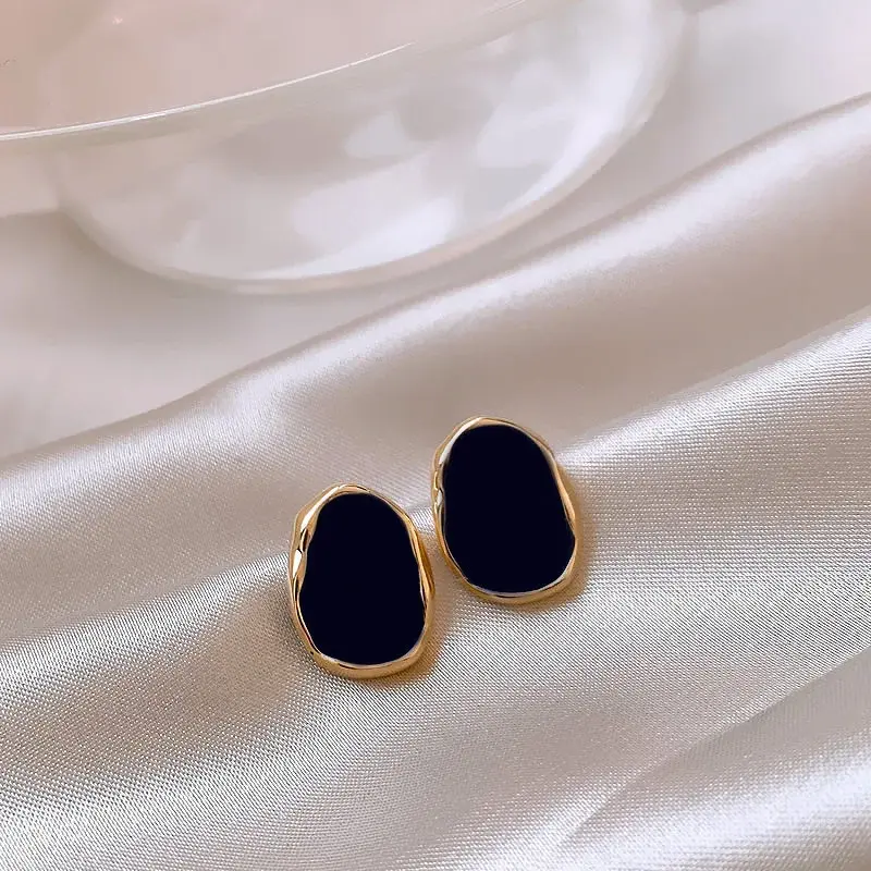 Circular Droplet Shaped Irregularity Metal Earring for Women Vintage Jewelry Design Fashion Aesthetic Earrings Accessories