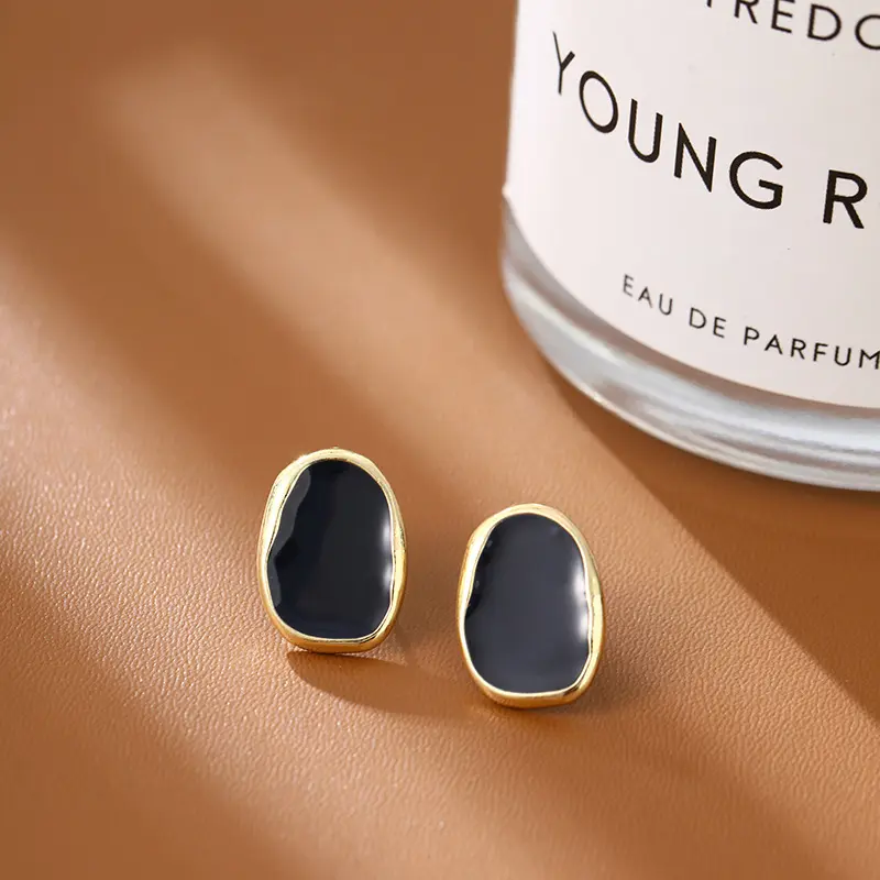 Circular Droplet Shaped Irregularity Metal Earring for Women Vintage Jewelry Design Fashion Aesthetic Earrings Accessories