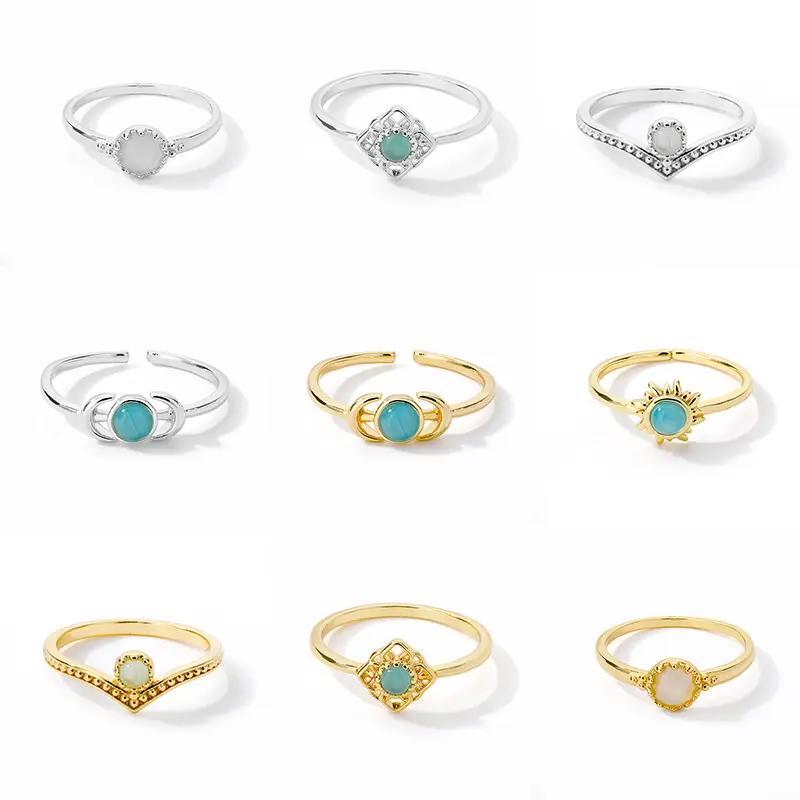 New Opal Rings for Women Gold Color Stainless Steel Ring Trend Couple Wedding Aesthetic Jewelry Item Anillos Mujer