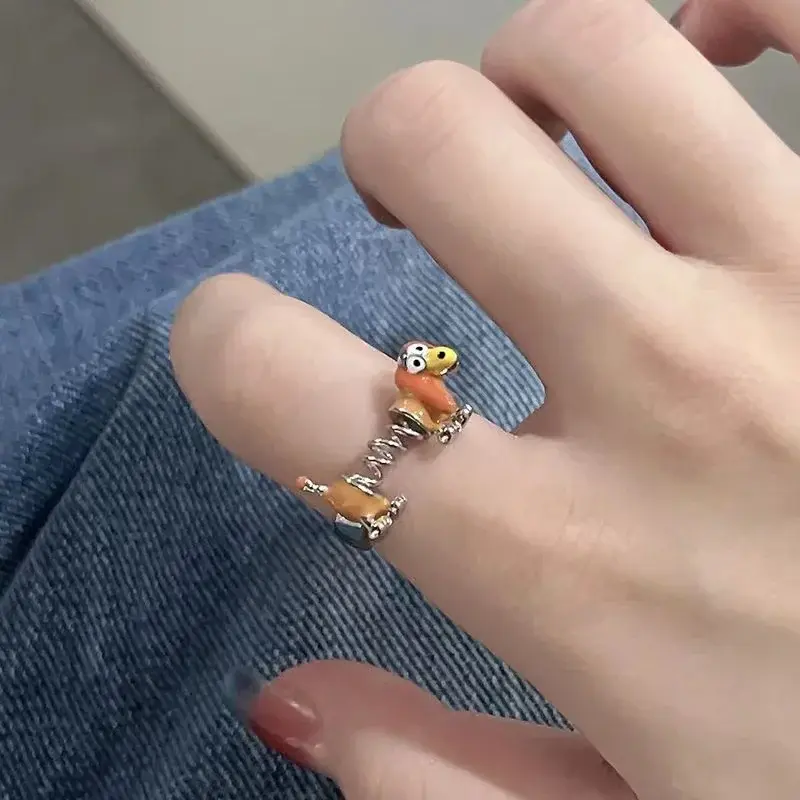 New Anime Disney Toy Story Rings Kawaii Slinky Dog Adjustable Ring Cartoon Accessories Children Woman Toy Fun Gifts Spring Dog