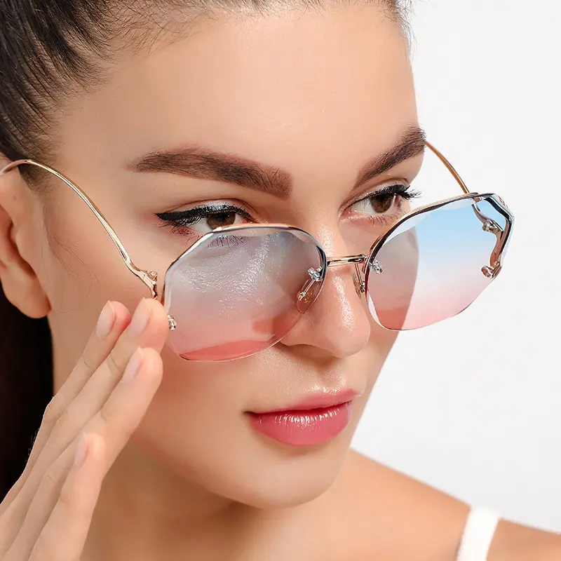 New Fashion Exquisite Borderless Trim Sunglasses Retro Color Gradient Sunglasses Unisex Mountaineering Cycling Glasses Summer