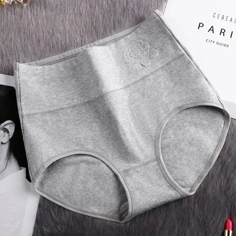 Quality Cotton Underwear Print Comfortable Raise Abdomen Triangle Big Large Size High Waist Sexy Women's Panties Ropa Interior