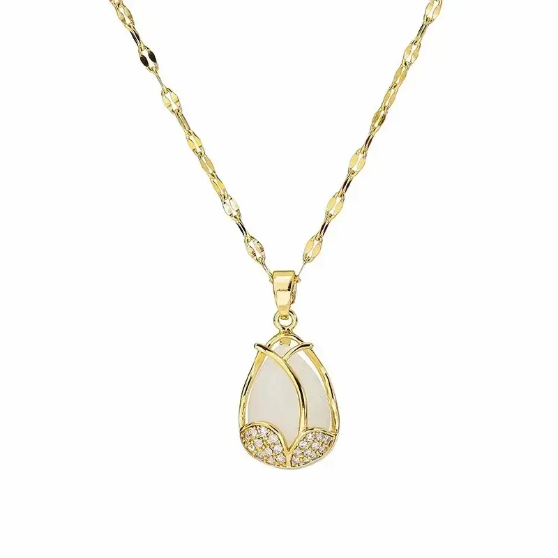New Korean Fashion Tulip Pendant Necklace Premium Niche Design Jewelry Clavicle Chain Women's Fashionable Temperament Jewelry
