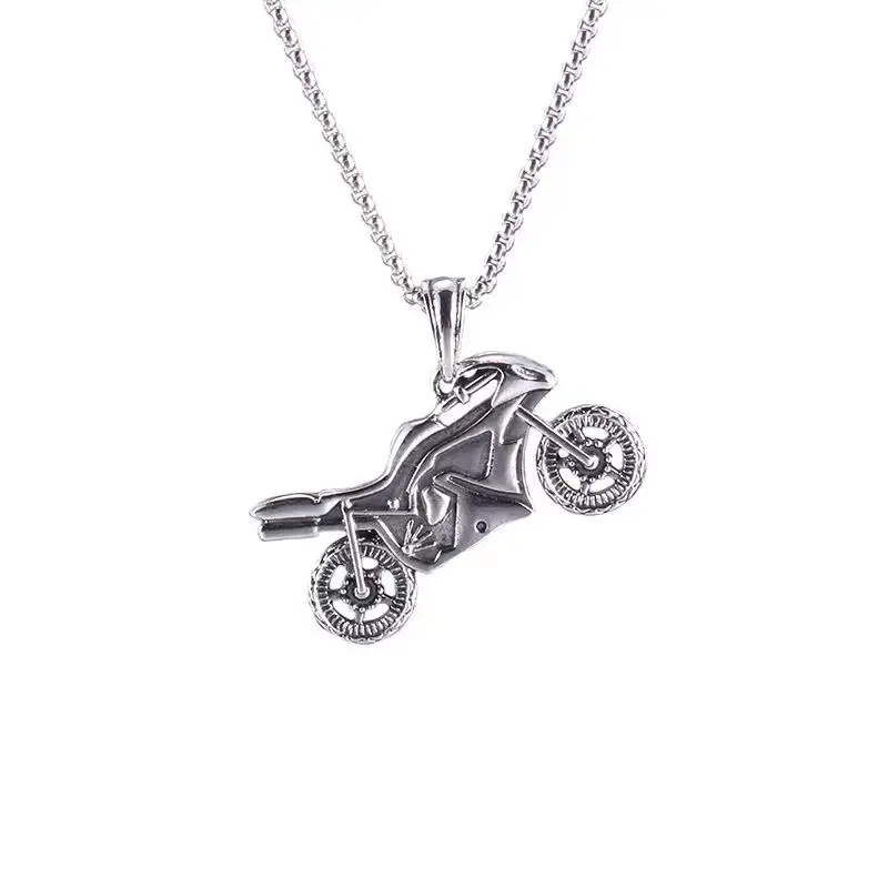 Fashion Punk Motorcycle Series Rider Stainless Steel Men Necklace Pendant Chain Fashion Retro Jewelry Gifts Wholesale Necklace