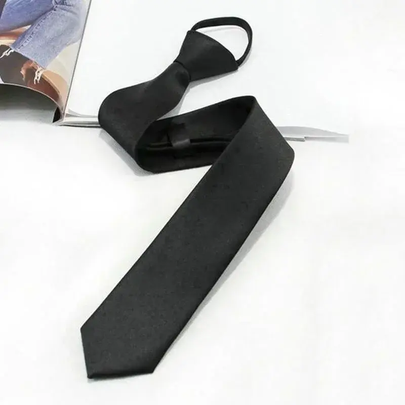 New Fashion Unisex Zipper Ties Retro Silky Narrow Neck Tie Slim Lazy Zipper Tie Korean Style Simple Elegant All-match Trendy Tie