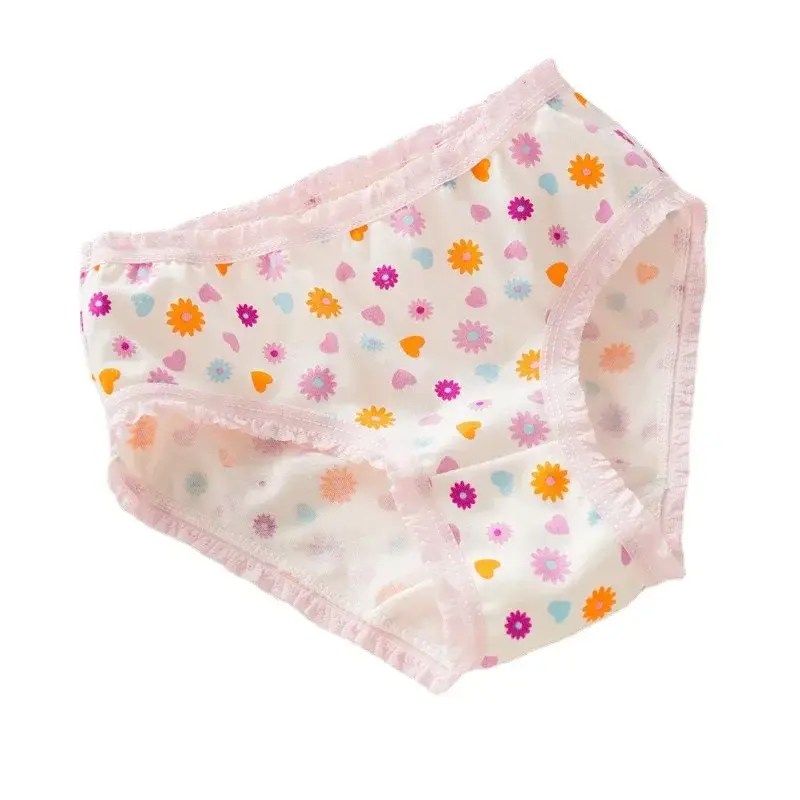 Lace Girls Floral Cotton Girls Briefs Cotton Panties Kids Shorts Daughter's Children's Floral Triangle Pants Made of Pure Cotton