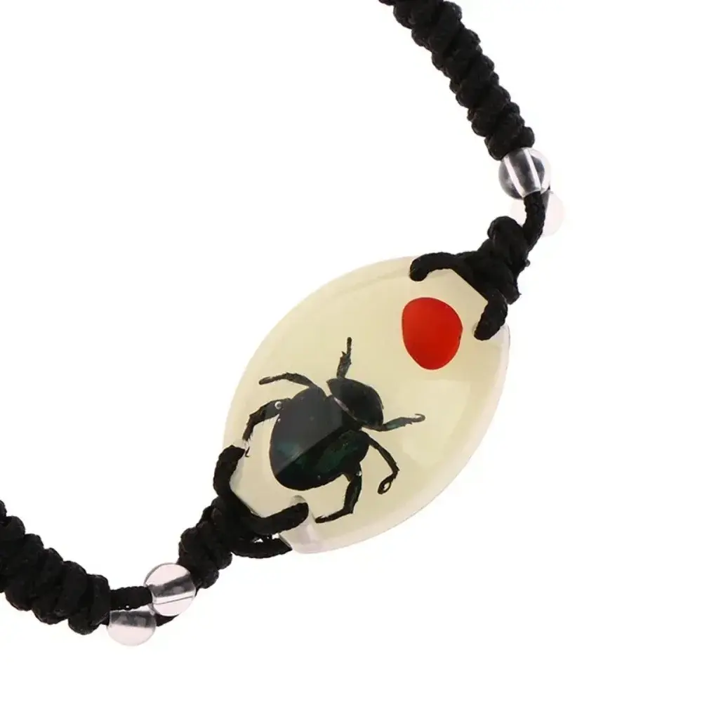 New Glow in The Dark Handmade Resin Insect Amber Bracelet Luminous Green Beetle Scorpion Bracelets forJewelry Gifts