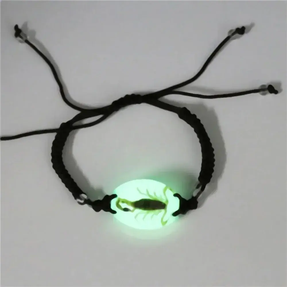 New Glow in The Dark Handmade Resin Insect Amber Bracelet Luminous Green Beetle Scorpion Bracelets forJewelry Gifts