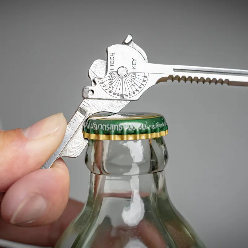 KeyChain Multi Tool 8 in 1 Stainless Steel Utili-Key Key Ring Chain Pendant Pocket Cutter Mini Knife Unboxing Knife Screwdriver