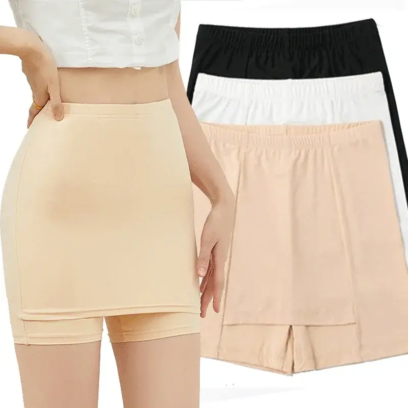 Women Safety Short Pants Double Layer Leggings Front Crotch Slip Shorts Under Dress Boyshorts Panties Shorts Under Skirts Dress