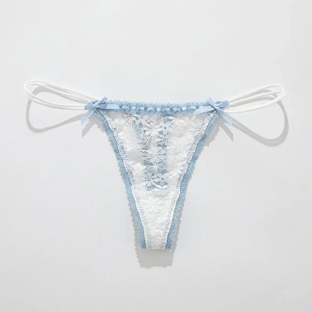 Fashion Sexy Lace Bow Panties Low Waist Panties Daily Wear Home Wear Thong All Seasons Breathable Casual Medium Elasticity