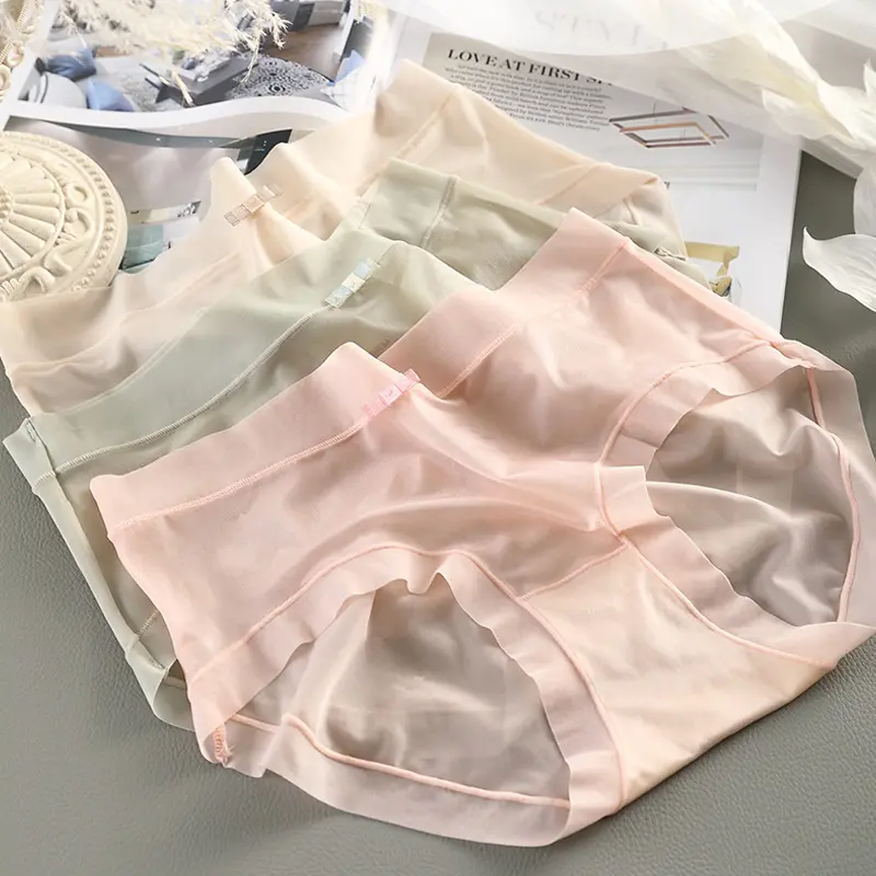 New Ultral-thin Transparent Sexy Briefs Panties Women Ice Silky Quick Drying Underwear Panties Sexy Breathable Female Underpants