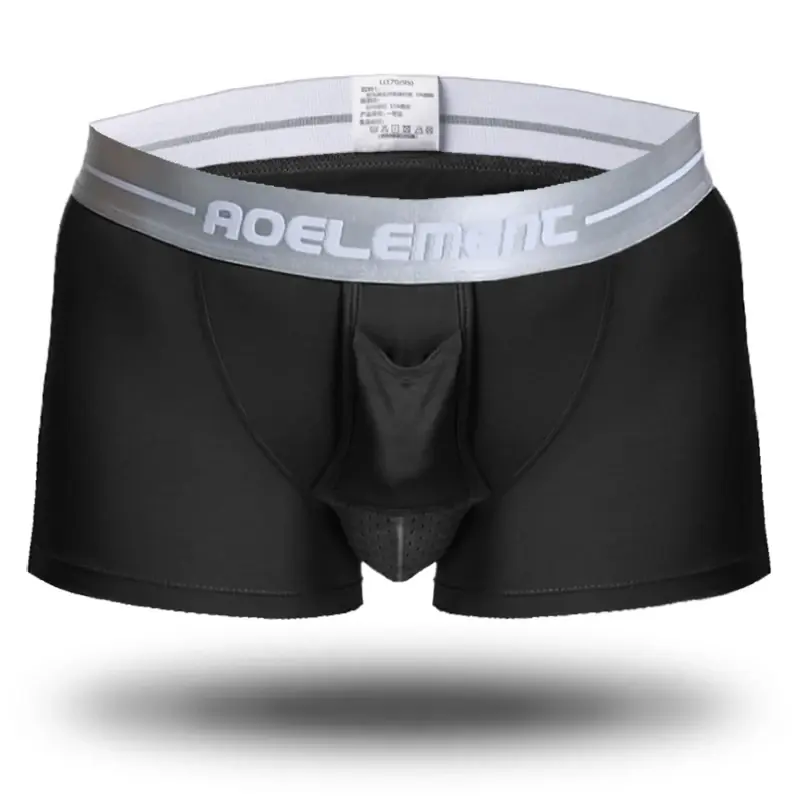 Ice Silk Youth Four Cornered Underwear Bullet Separate Underwear Men's Ventilated Summer Dry Underpants Ice Silk Bag Ice Boxers