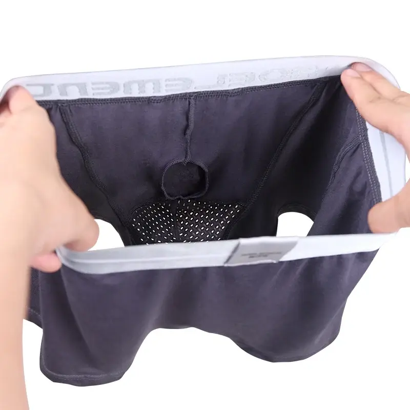 Ice Silk Youth Four Cornered Underwear Bullet Separate Underwear Men's Ventilated Summer Dry Underpants Ice Silk Bag Ice Boxers