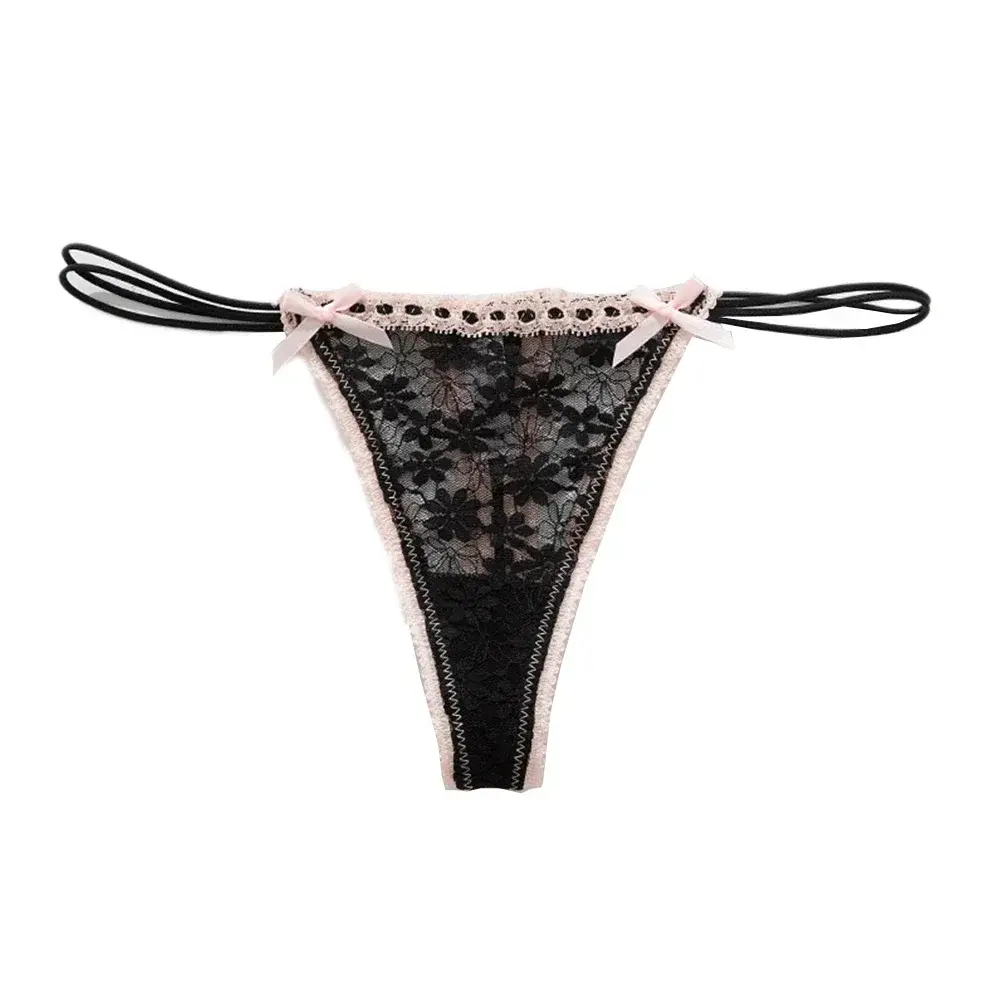 Fashion Sexy Lace Bow Panties Low Waist Panties Daily Wear Home Wear Thong All Seasons Breathable Casual Medium Elasticity