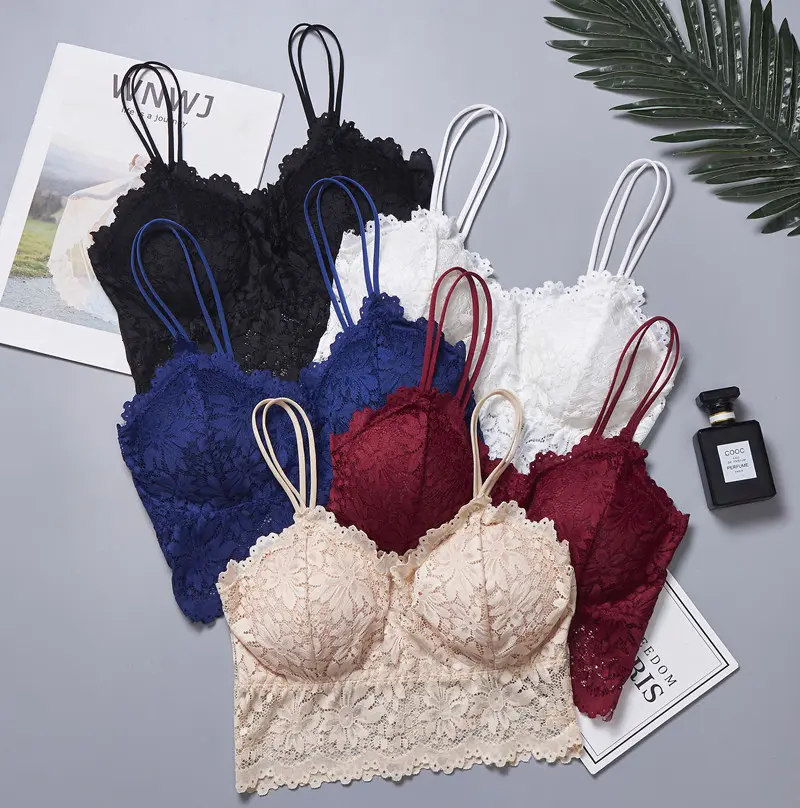 New Fashion Lace Bras Top Comfortable Bralette Flower Sexy Women Underwear Vest Female Hollow Out Wireless Lingerie Seamless Bra