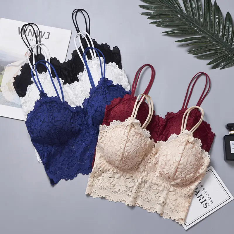 New Fashion Lace Bras Top Comfortable Bralette Flower Sexy Women Underwear Vest Female Hollow Out Wireless Lingerie Seamless Bra