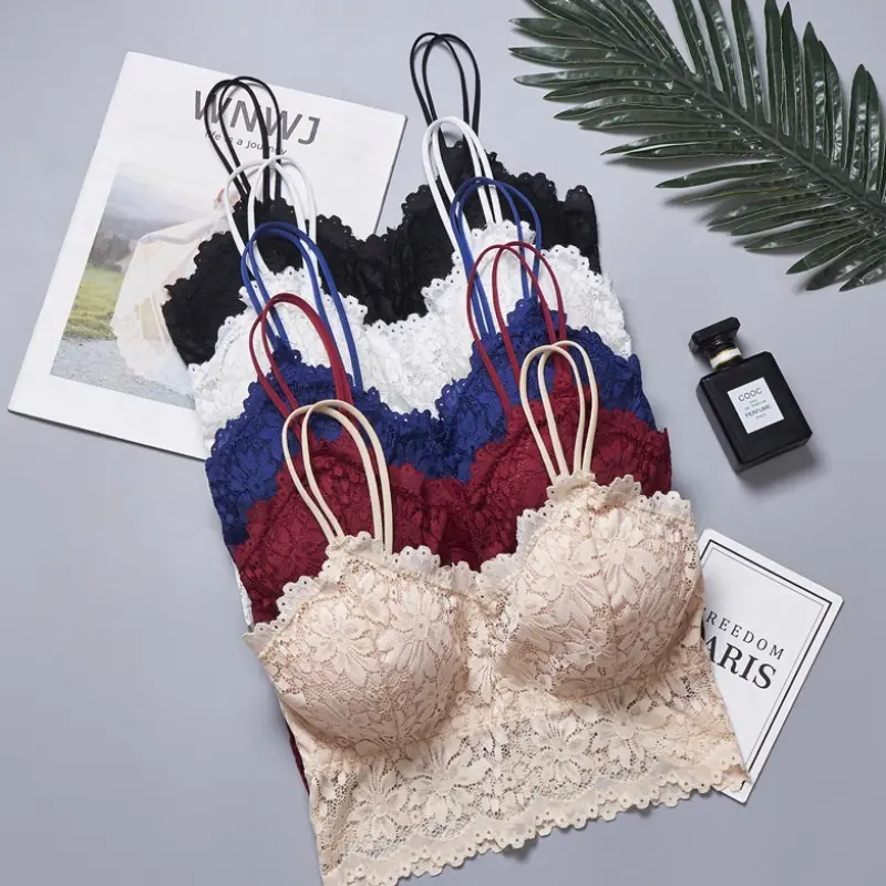 New Fashion Lace Bras Top Comfortable Bralette Flower Sexy Women Underwear Vest Female Hollow Out Wireless Lingerie Seamless Bra