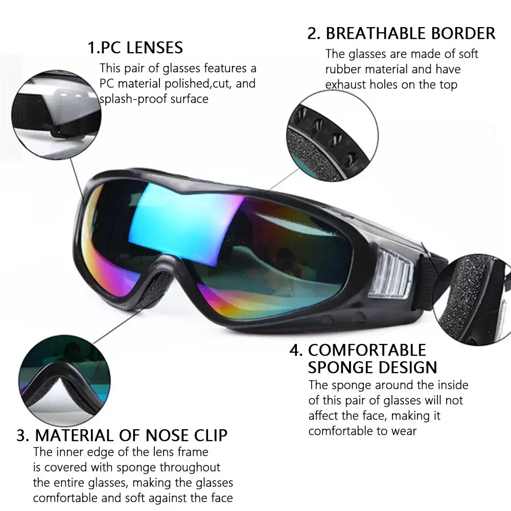 New Men Cycling Sports Ski Goggles UV Protective Sunglasses Bicycle Anti-Glare Glasses Windproof Dustproof UV Protection Gears
