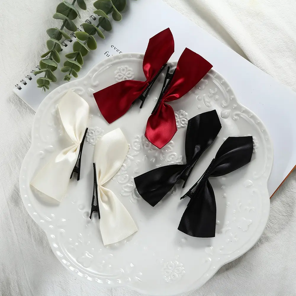 2pcs/set Fashion Cute 3D Bow Hair Clips Cute Sweet Pink Girls Bangs Hair Pin Elegant Headwear Girls Women Hair Accessories