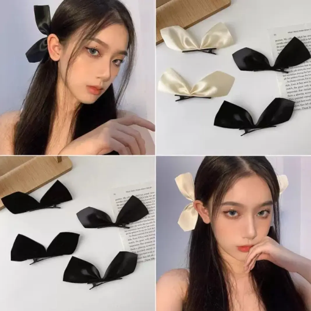 2pcs/set Fashion Cute 3D Bow Hair Clips Cute Sweet Pink Girls Bangs Hair Pin Elegant Headwear Girls Women Hair Accessories