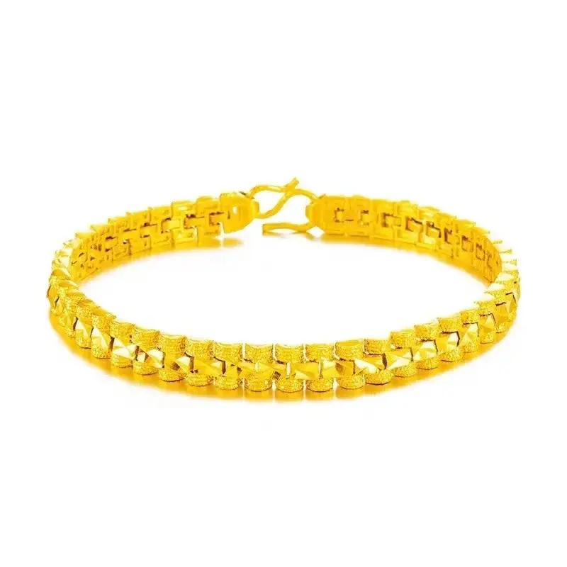 New Plated 24K Gold Bracelet Female Pure Gold Plated Golden Love Lucky Bead Doppel Herz Phoenix Tail Butterfly Bangle Jewelry