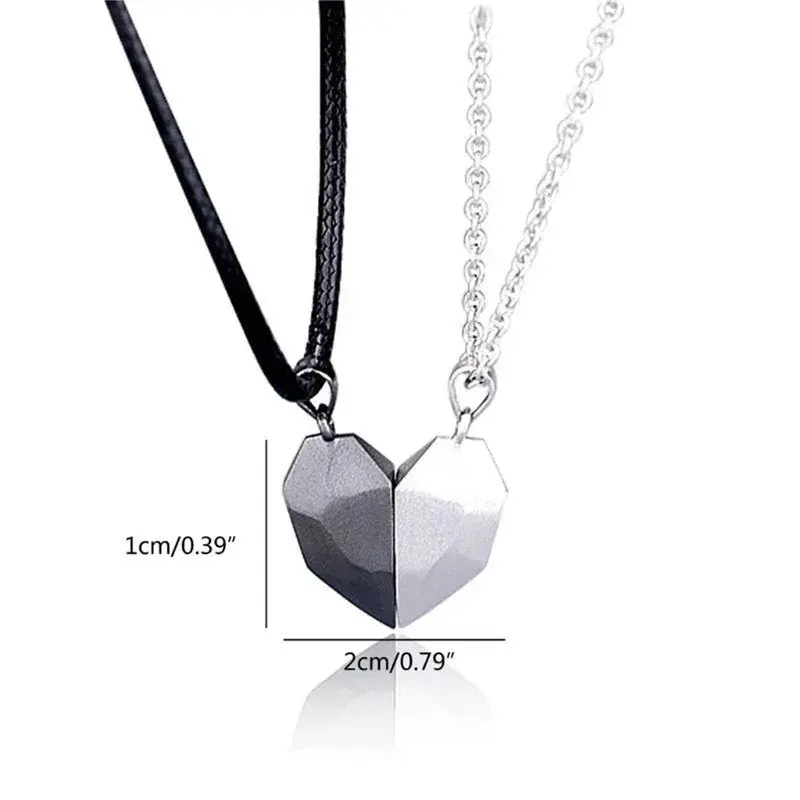 Korean Fashion Magnetic Couple Necklace for Lovers Gothic Punk Heart Pendant Necklace for Men Women Necklaces Party Gift Jewelry