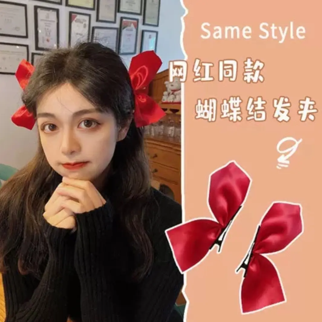 2pcs/set Fashion Cute 3D Bow Hair Clips Cute Sweet Pink Girls Bangs Hair Pin Elegant Headwear Girls Women Hair Accessories
