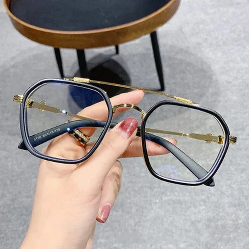 1PCs New Blue Light Blocking Fashion High-end Glasses Men Optical Clear Glasses Black Square Frame Eyeglasses Anti-radiation