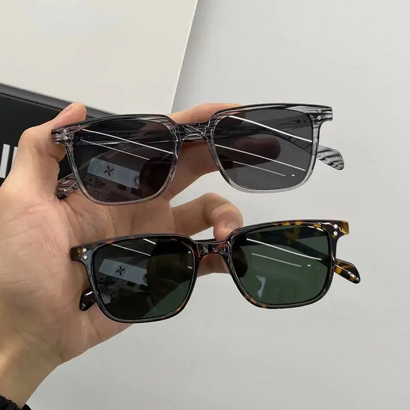 Fashion Leopard Dark Green Square Sunglasses Luxury Man Shades Male Sun Glasses Brand Travel Vintage Sunglasses Oculos De Sol