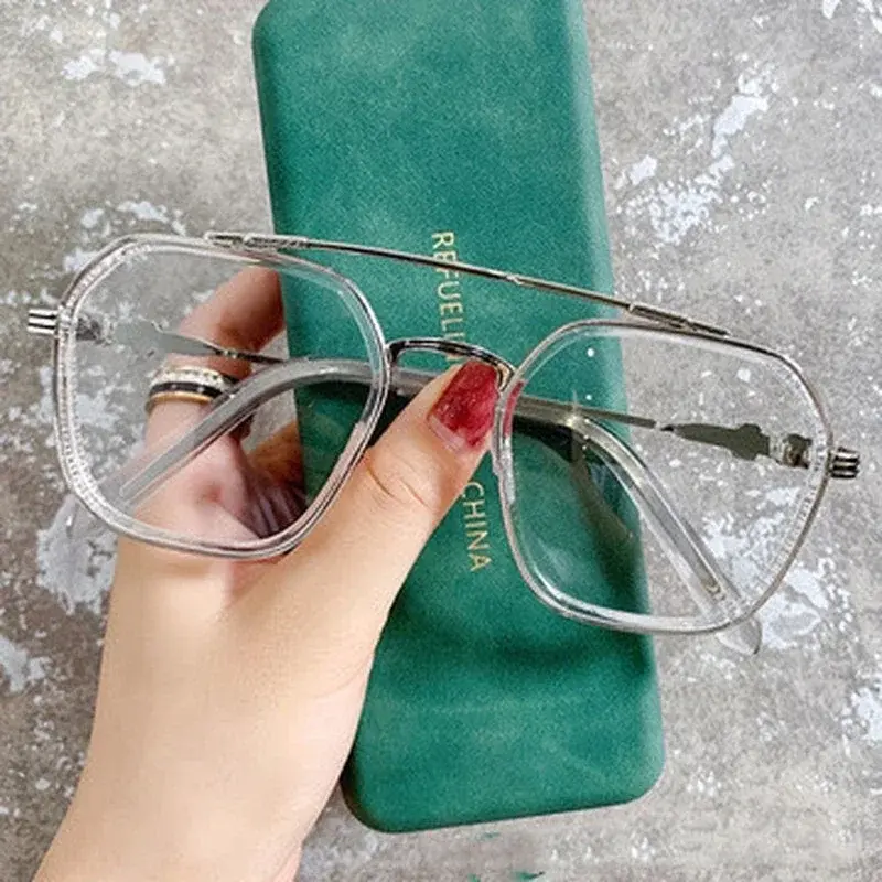 1PCs New Blue Light Blocking Fashion High-end Glasses Men Optical Clear Glasses Black Square Frame Eyeglasses Anti-radiation
