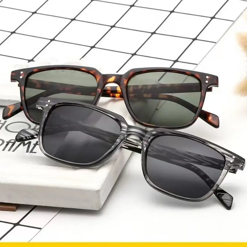 Fashion Leopard Dark Green Square Sunglasses Luxury Man Shades Male Sun Glasses Brand Travel Vintage Sunglasses Oculos De Sol