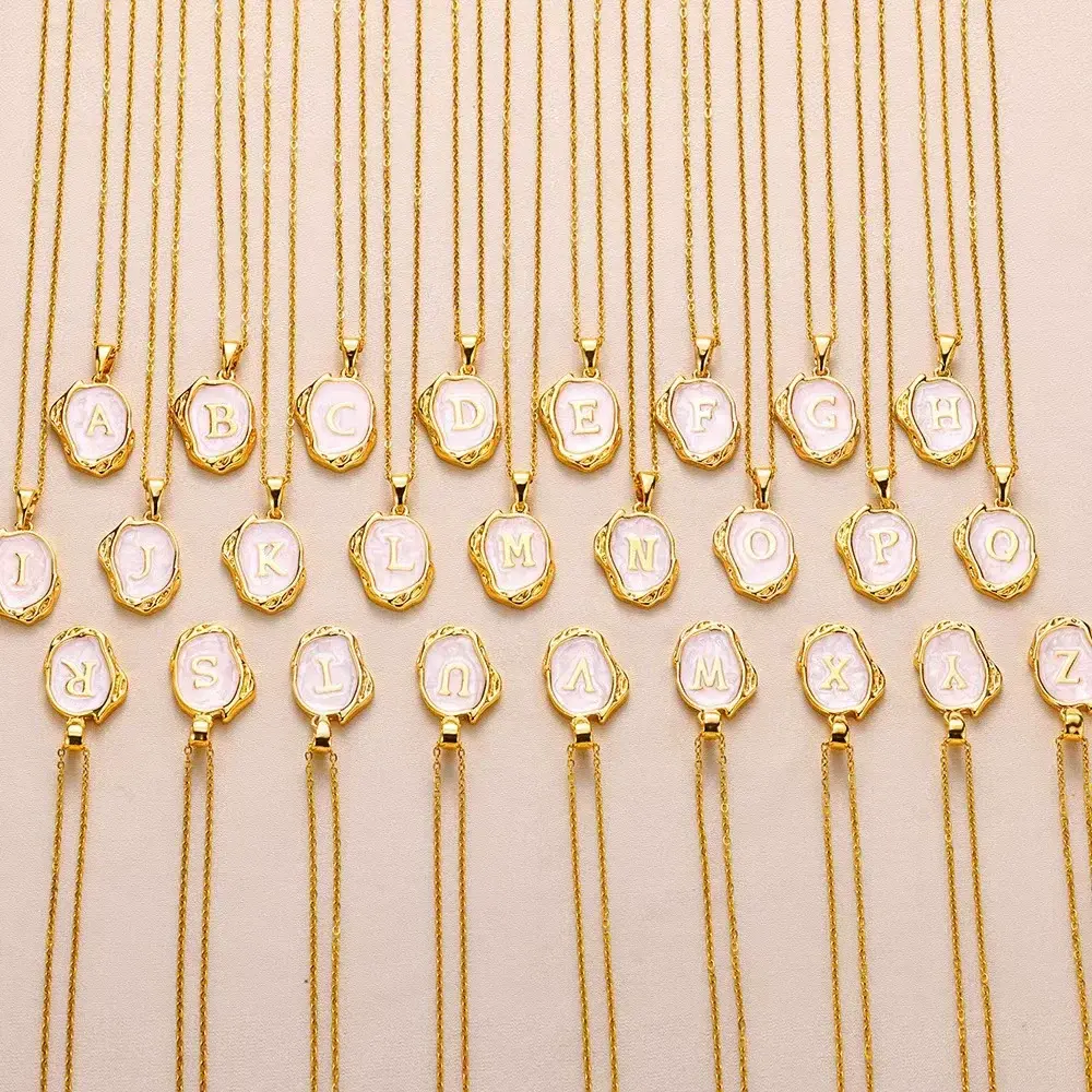 Y2K Metal Drip Oil 26 Letter Necklaces for Women Men Alphabet A-Z Initials Pendant Necklace Aesthetic Jewelry Gift