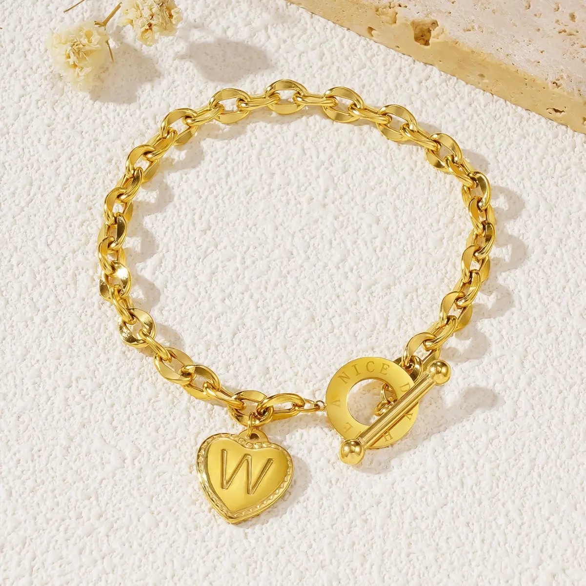 High Quality Titanium Steel Love Heart Bracelets Party Gift Fashion Joyas De Chain Charm Bracelets Jewelry Wholesale for Women