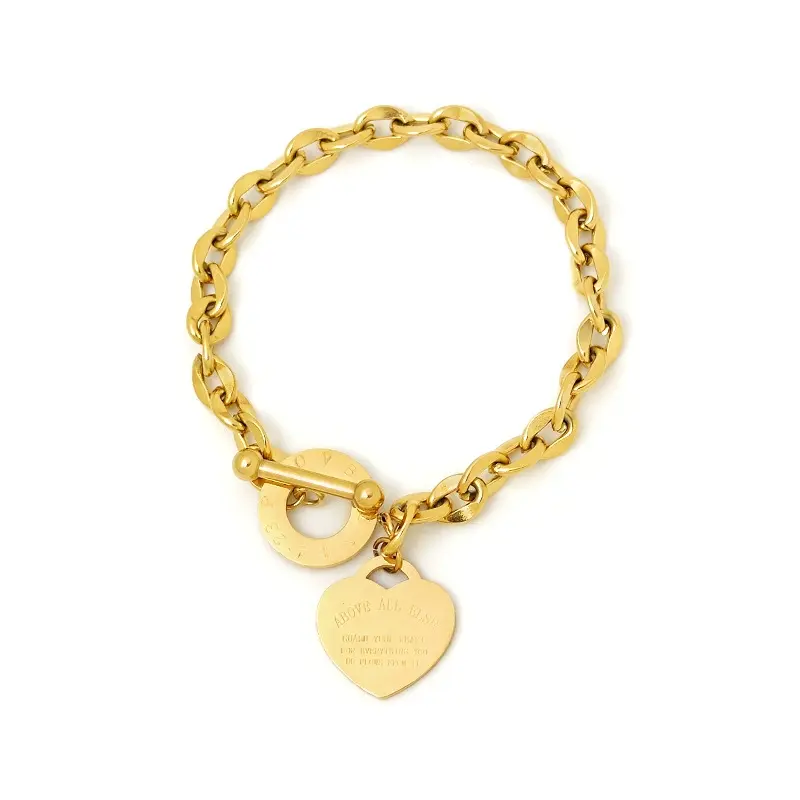 High Quality Titanium Steel Love Heart Bracelets Party Gift Fashion Joyas De Chain Charm Bracelets Jewelry Wholesale for Women
