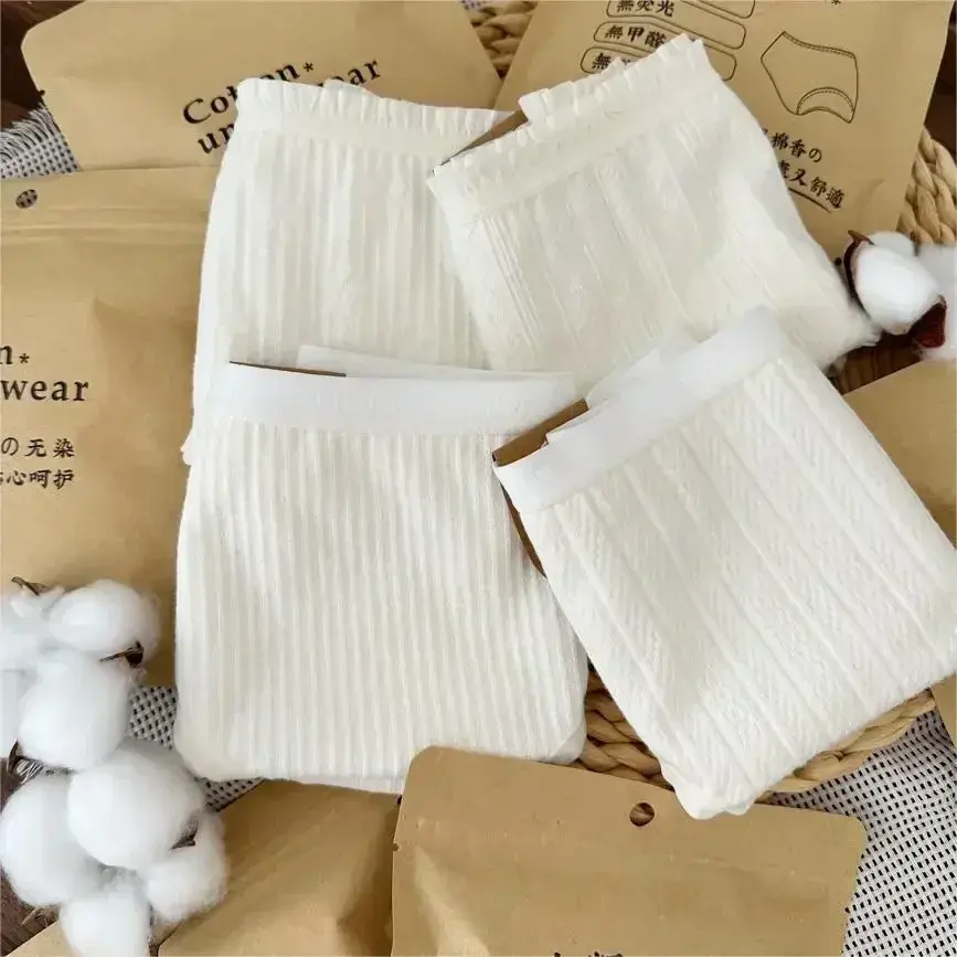 New Plus Size Simple White Seamless Panties Women Mid-rise Modal 7A Antibacterial Baby Pure Cotton Crotch Soft Underpants