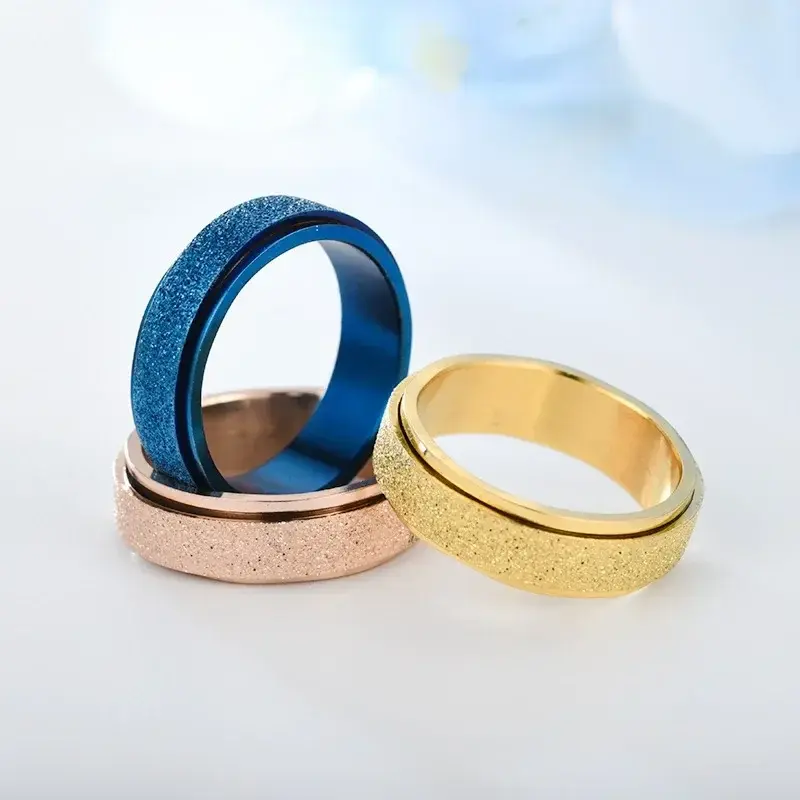 New 6mm Anxiety Fidget Spinner Rings for Men Smooth Stainless Steel Spinning Rotating Ring for Women Anti Stress Jewelry Gift