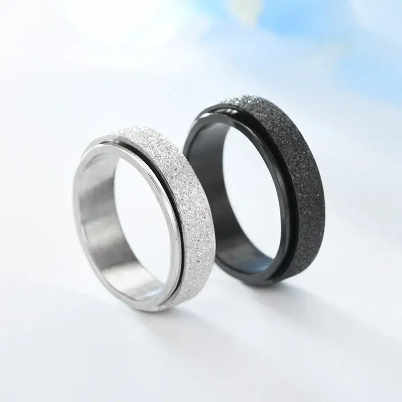 New 6mm Anxiety Fidget Spinner Rings for Men Smooth Stainless Steel Spinning Rotating Ring for Women Anti Stress Jewelry Gift