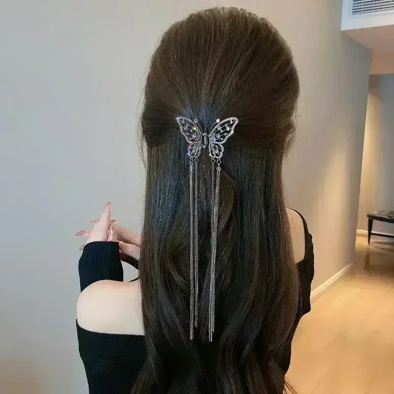Fashion Shark Crab Clips Girls Hairpin Hair  Women Crystal Simple Hair Clip Butterfly Pearl Tassel Metal Hair Claw Accessories