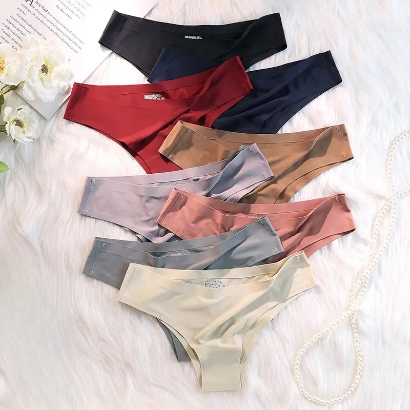 Fashion Seamless Panties Women Sexy Underwear Ice Silk Underpants Low Waist G-string Female Soft Solid Ultra-thin Sexy Briefs