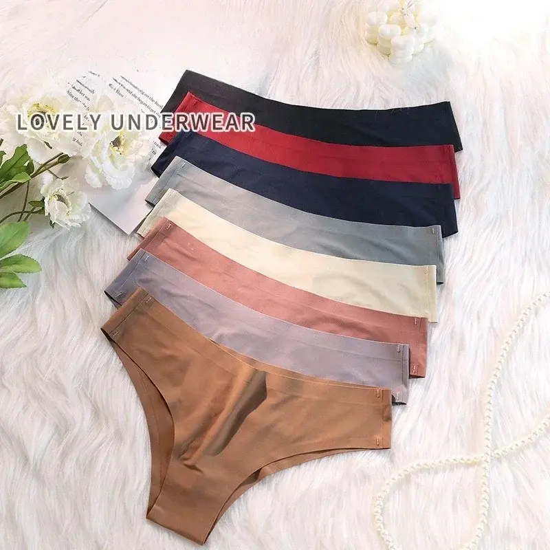 Fashion Seamless Panties Women Sexy Underwear Ice Silk Underpants Low Waist G-string Female Soft Solid Ultra-thin Sexy Briefs