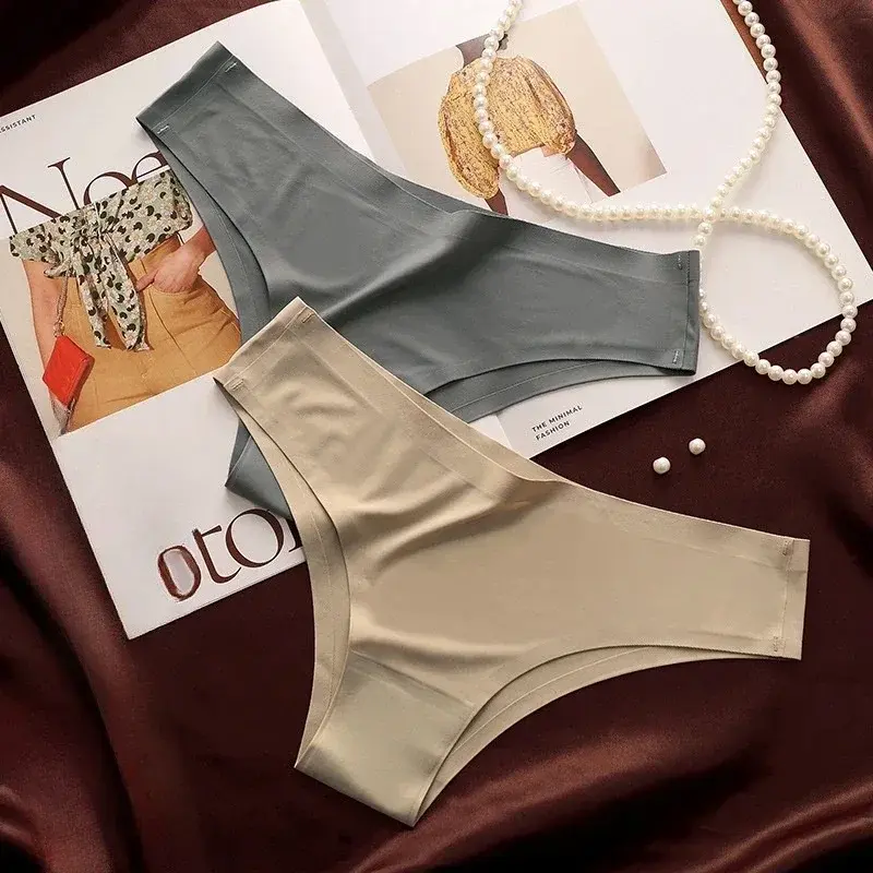 Fashion Seamless Panties Women Sexy Underwear Ice Silk Underpants Low Waist G-string Female Soft Solid Ultra-thin Sexy Briefs