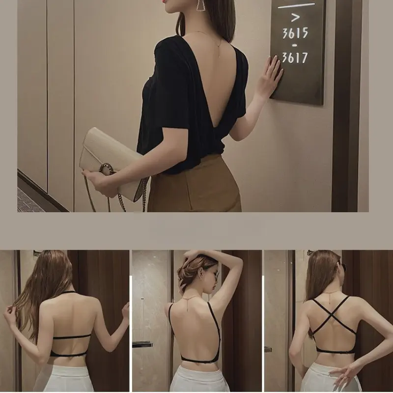 Fashion Sexy U-shaped Back Lingerie Female Inner Wear Summer Breathable Without Trace Backless Triangle Cup Polymerization Bras