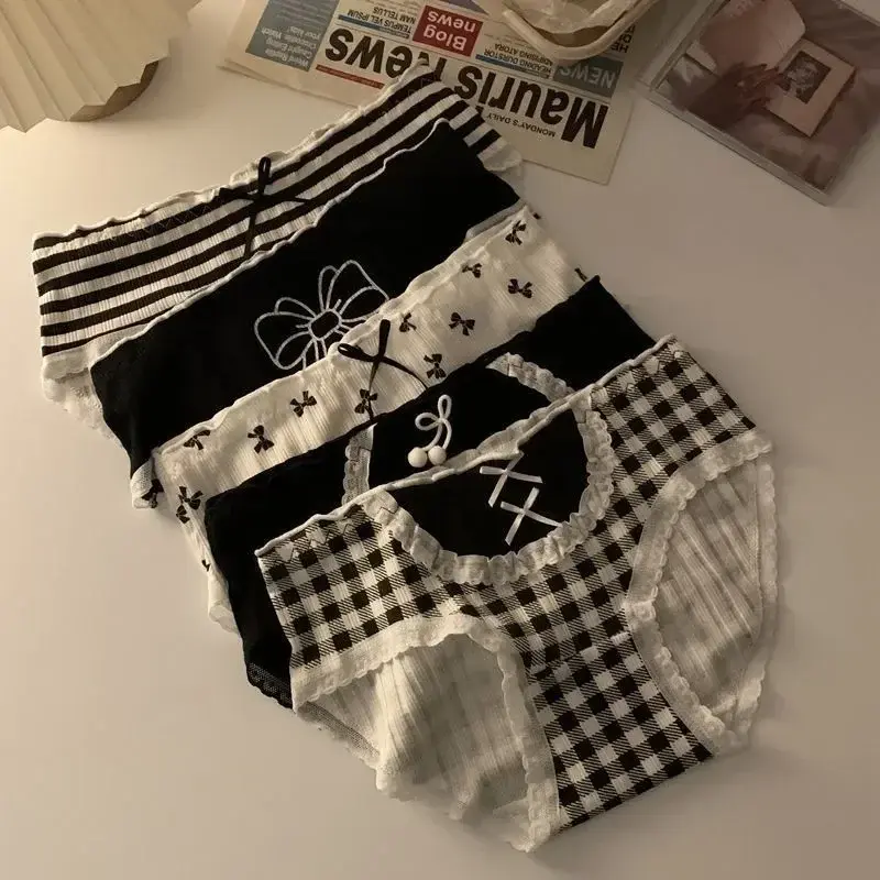 New Kawaii Lolita Girls Bow-knot Cotton Underwear Japanese Ladies Cute Antibacterial Mid-waist Briefs Sexy Lingerie