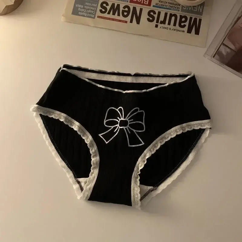 New Kawaii Lolita Girls Bow-knot Cotton Underwear Japanese Ladies Cute Antibacterial Mid-waist Briefs Sexy Lingerie